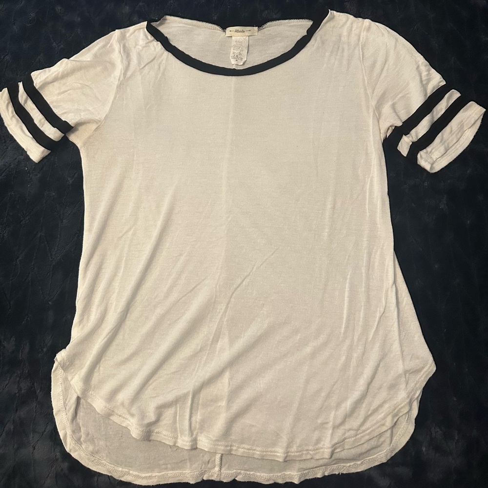 Casual White Tee with Black Accents